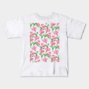 Alstroemeria Lily Flowers Pattern Kids T-Shirt